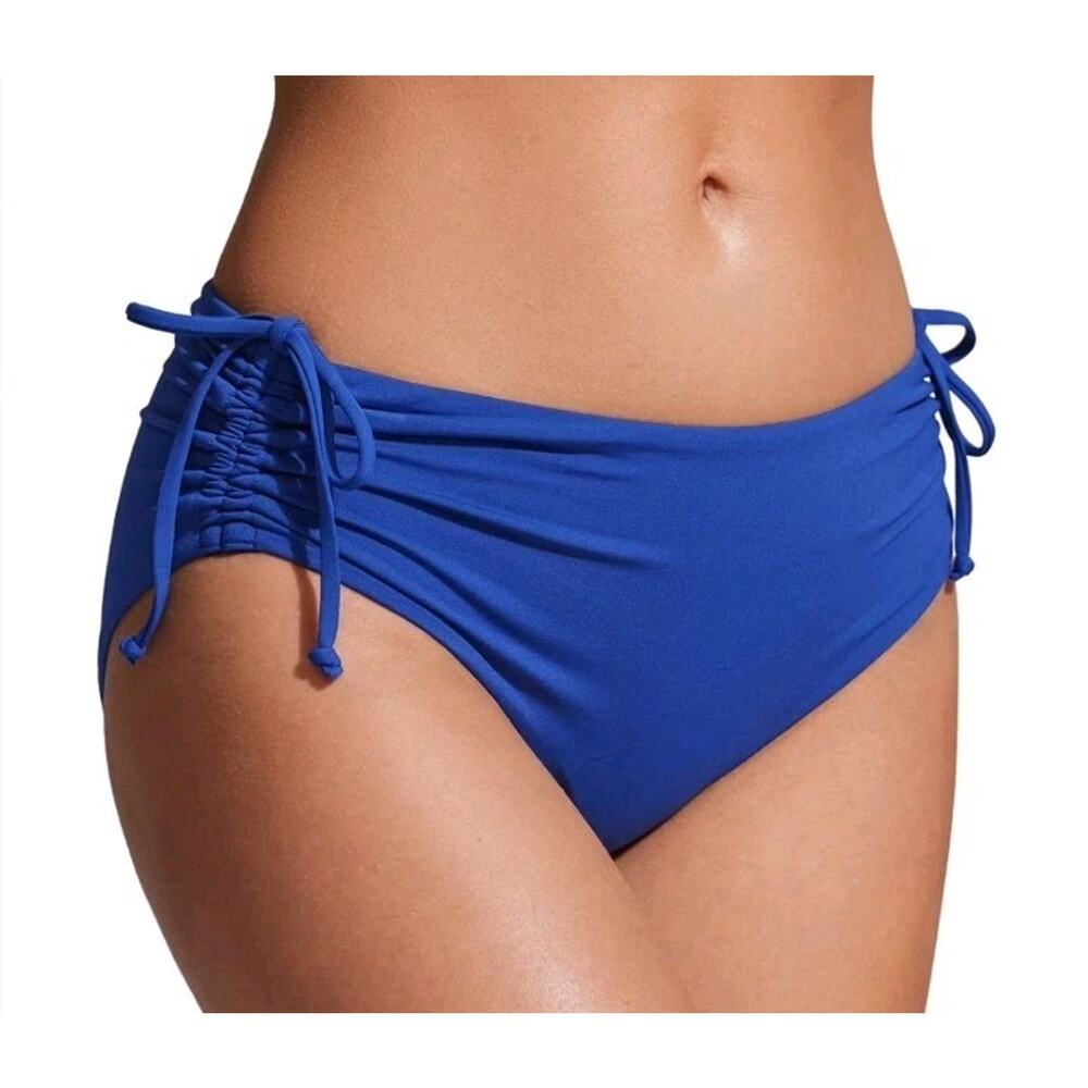 CRZ Yoga blue Swim Bikini Bottoms Ruched Side Ties